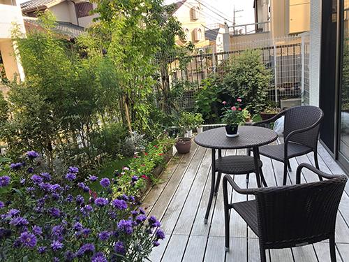 ▲季節の花が楽しめるバルコニー。入居者さまが「ほっ」とくつろげる空間です